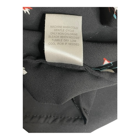 Daniel Rainn Womens Hi-Low Split Neck Blouse Top Size: S Color: Black Flora - Picture 4 of 10